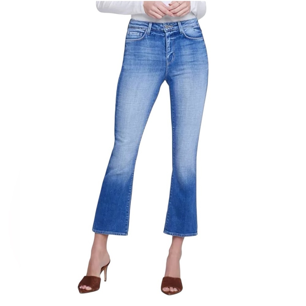 LβAGENCE - Tati High Rise Ankle Flare Jeans Medium Wash Made in USA Sz 25
